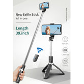 Palo para selfies con trípode y temporizador automático, multifunción, ajustable, Bluetooth, L02, 100 cm